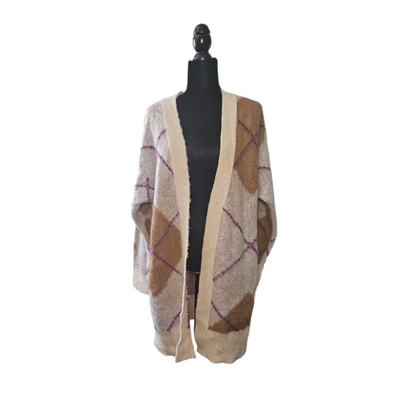 NWT Free People Argyle Avenue Cardigan, Alpaca Wool. New. XS. oversized. - Picture 4 of 11